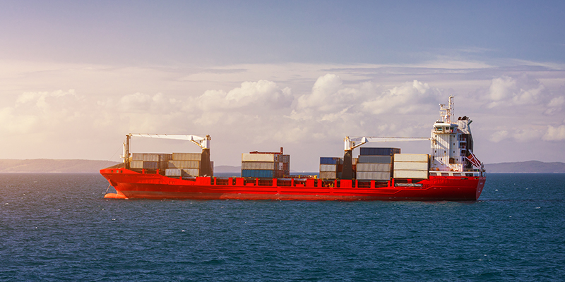 Logistics and transportation of International Container Cargo ship in the sea. International Container Cargo ship in the ocean, Freight Transportation, Shipping, Nautical Vessel.